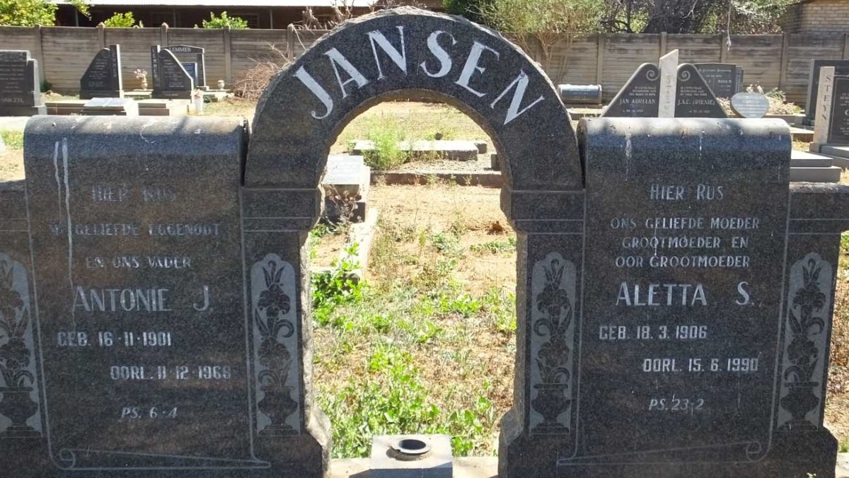 JANSEN Antonie J. 1901-1968 &amp; Aletta S. 1906-1990