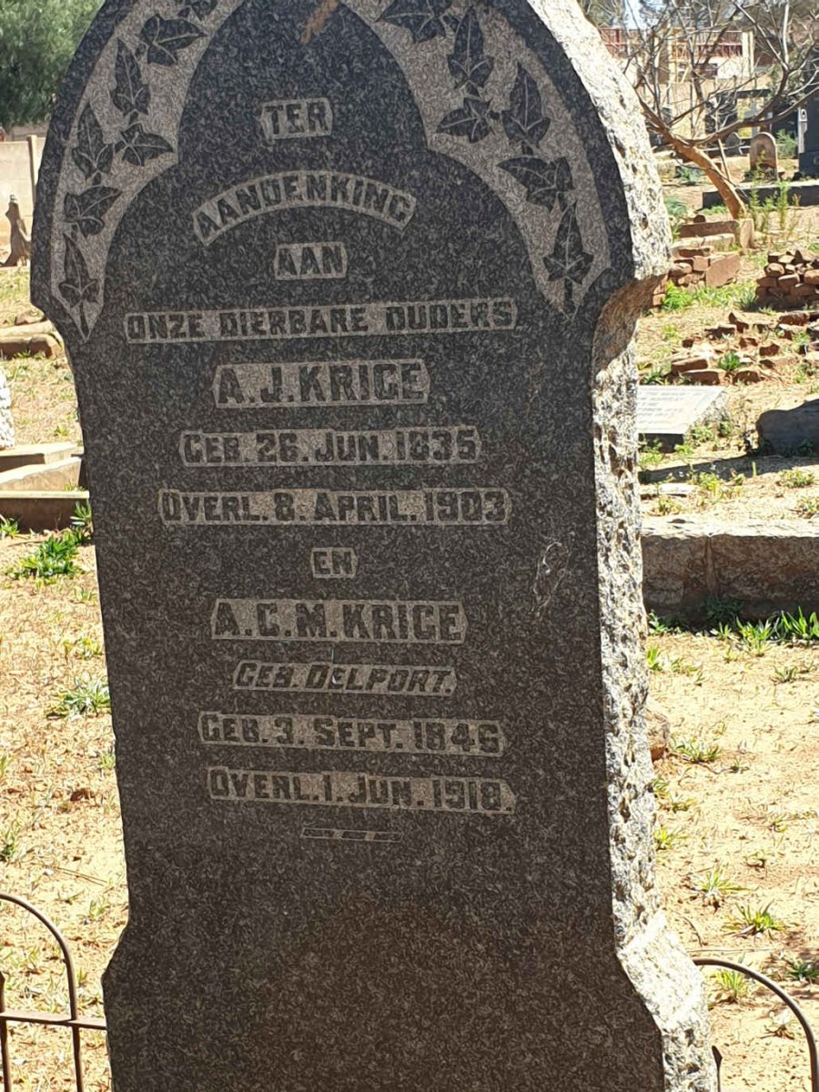 KRIGE A.J. 1835-1903 &amp; A.C.M. DELPORT 1846-1918