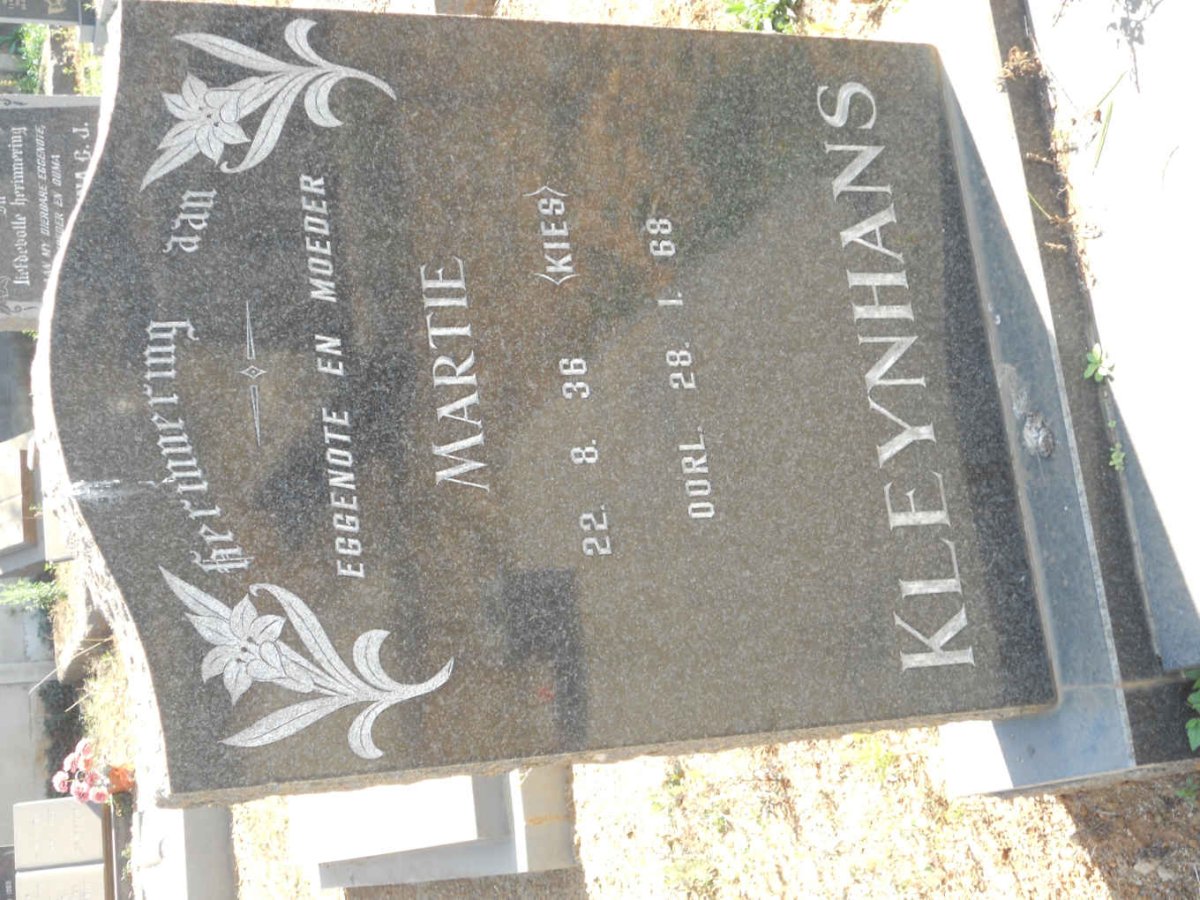 KLEYNHANS Martie 1936-1968