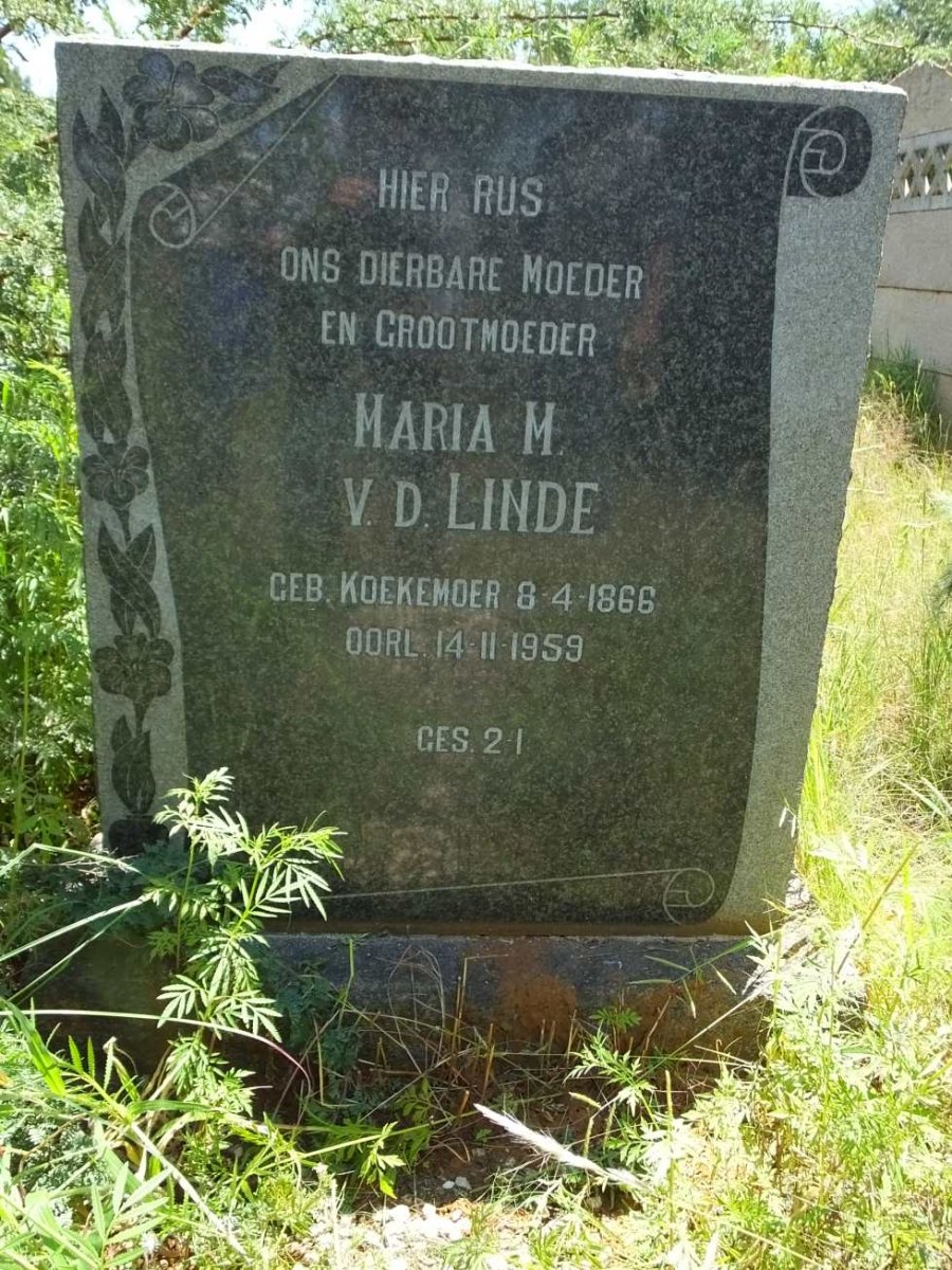 LINDE Maria M., v.d. nee KOEKEMOER 1866-1959