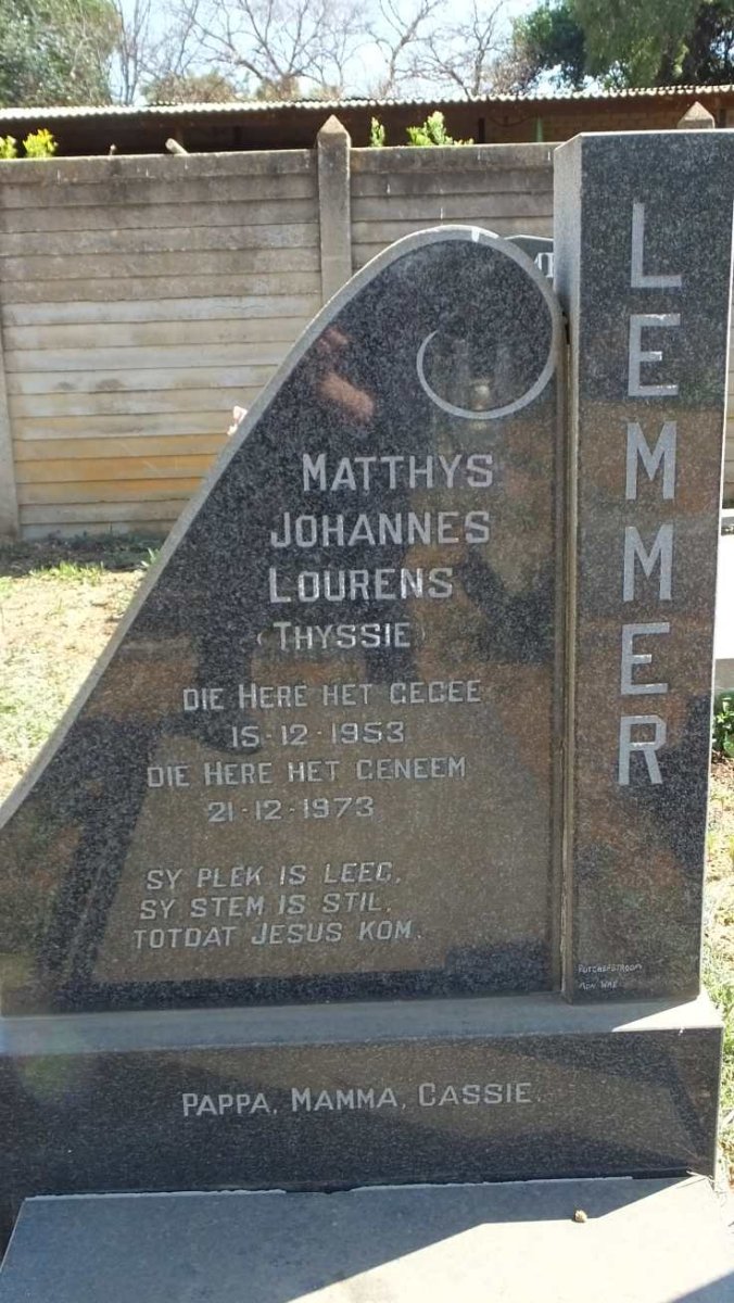 LEMMER Matthys Johannes Lourens 1953-1973
