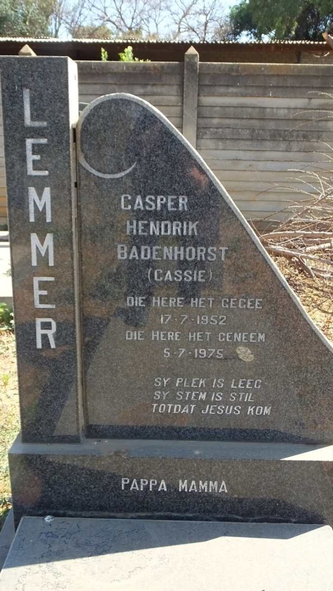 LEMMER Casper Hendrik Badenhorst 1952-1975