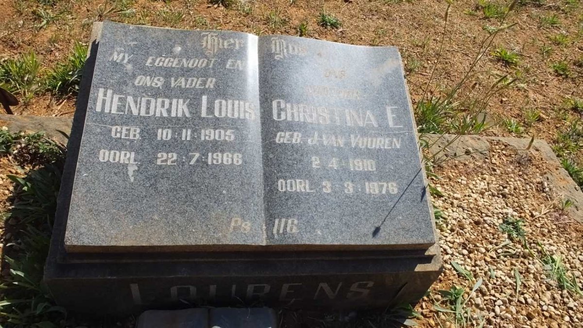 LOURENS Hendrik Louis 1905-1966 &amp; Christina E. J. VAN VUUREN 1910-1976