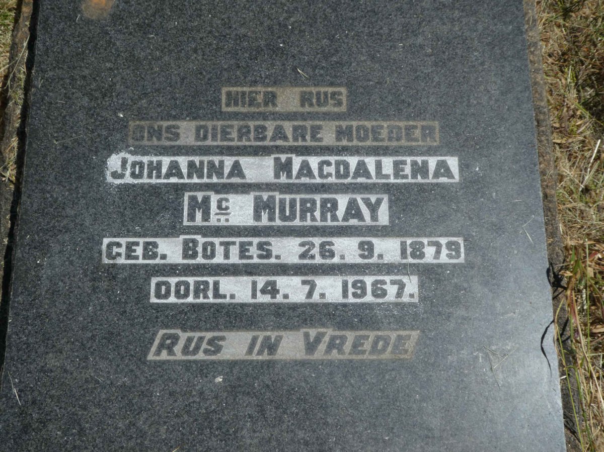 MCMURRAY Johanna Magdalena nee BOTES 1879-1967