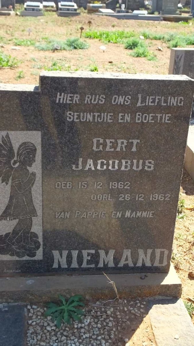NIEMAND Gert Jacobus 1962-1962