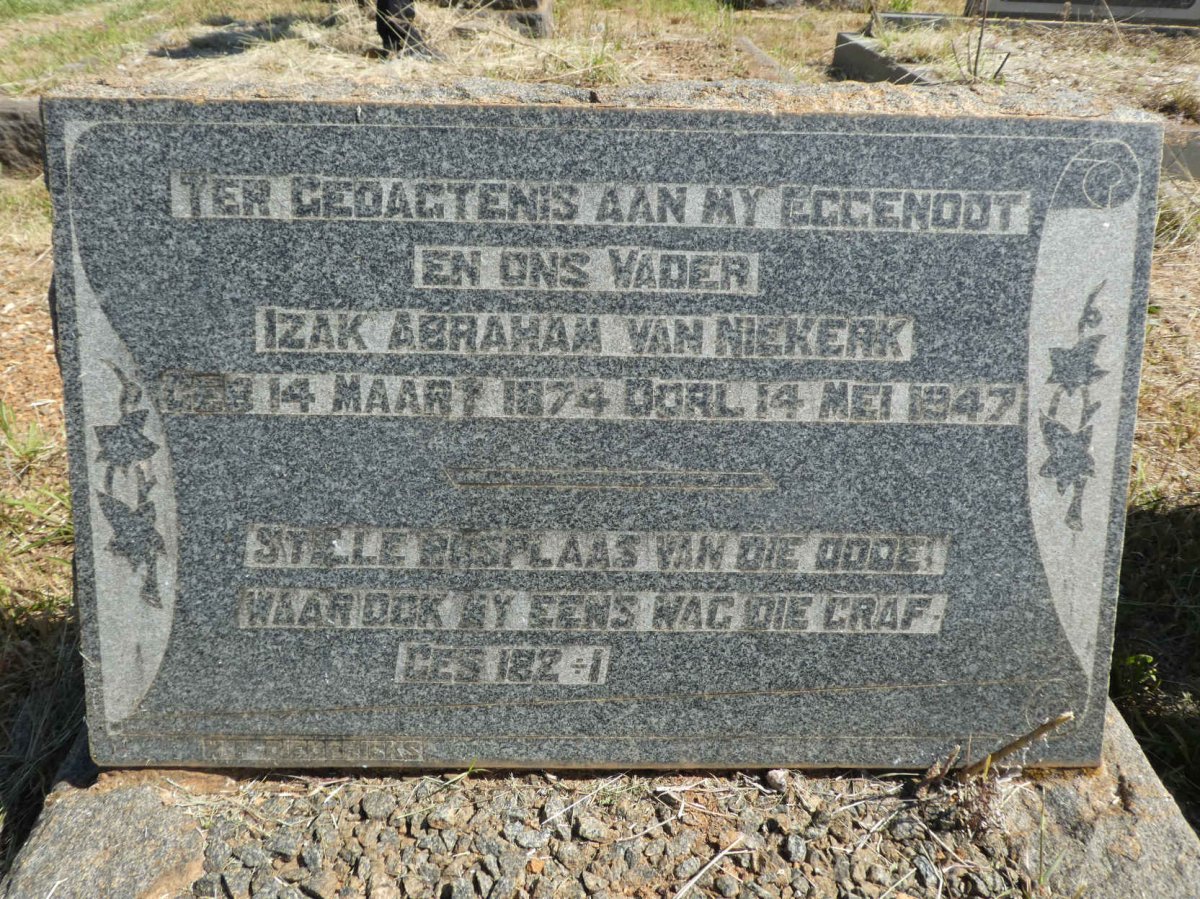 NIEKERK Izak Abraham, van 1874-1947