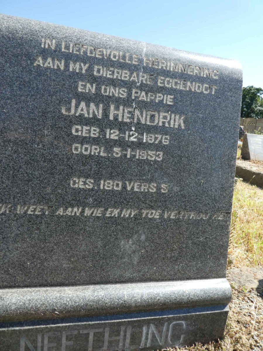 NEETHLING Jan Hendrik 1876-1953