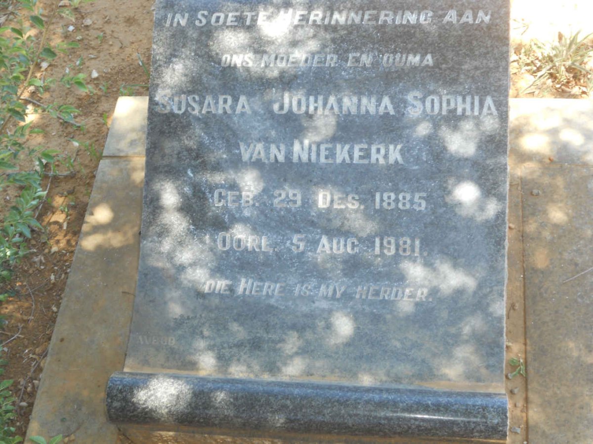 NIEKERK Susara Johanna Sophia, van 1885-1981
