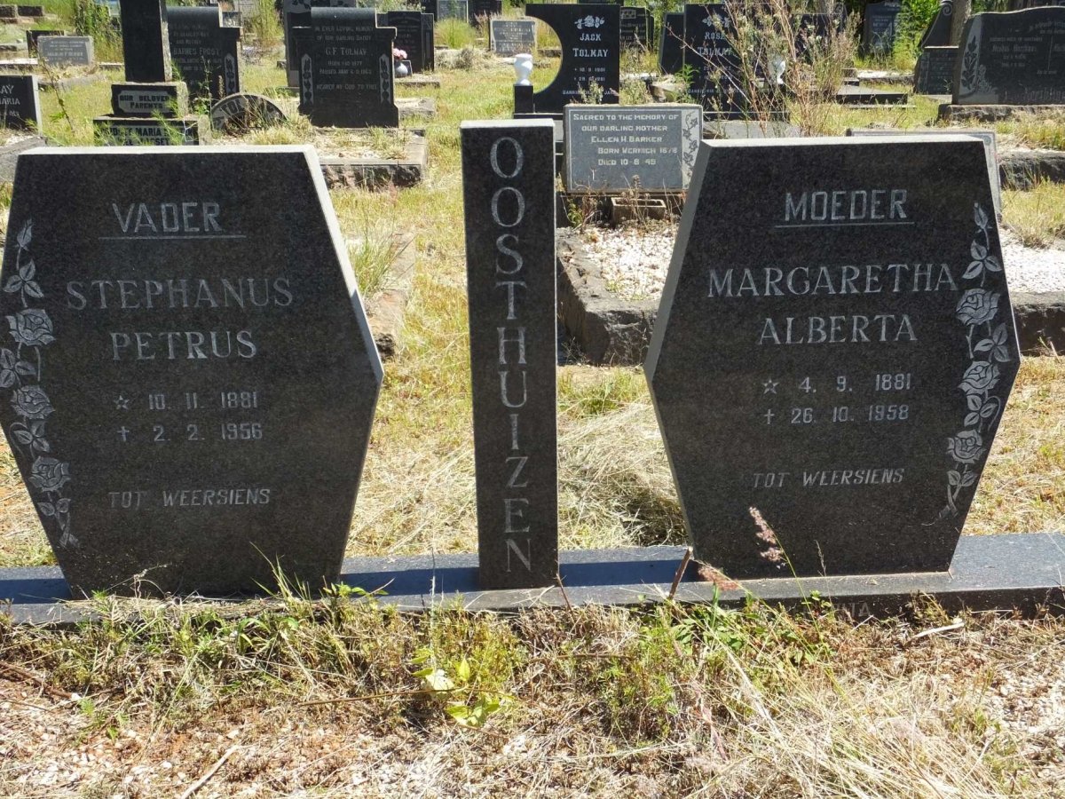 OOSTHUIZEN Stephanus Petrus 1881-1956 &amp; Margaretha Alberta 1881-1958