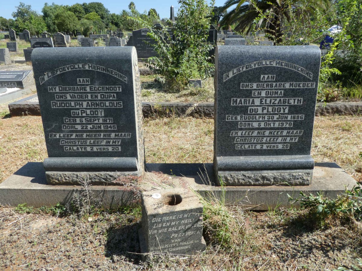 PLOOY Rudolph Arnoldus, du 1871-1945 &amp; Maria Elizabeth RUDOLPH 1886-1970