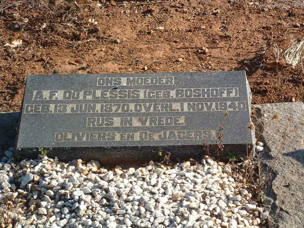 PLESSIS A.F., du née BOSHOFF 1870-1940