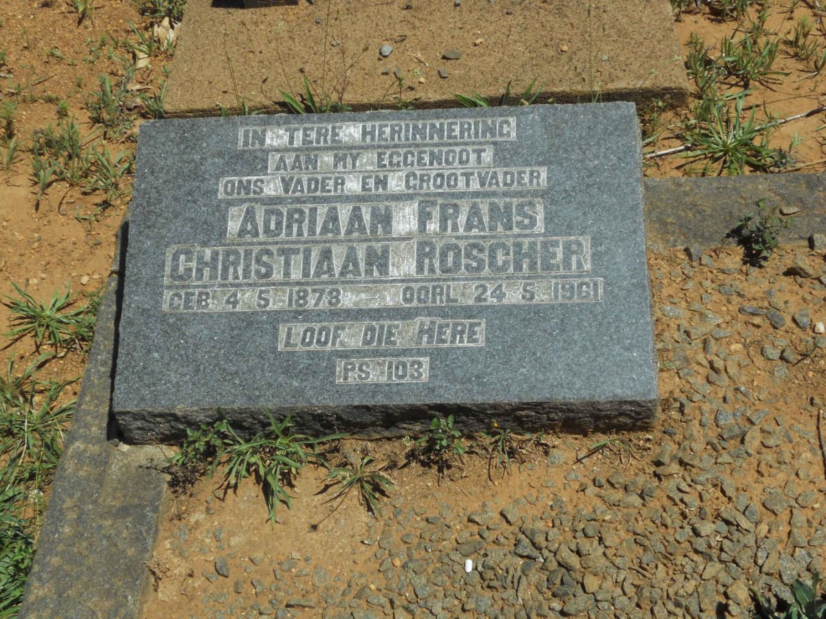 ROSCHER Adriaan Frans Christiaan 1878-1961