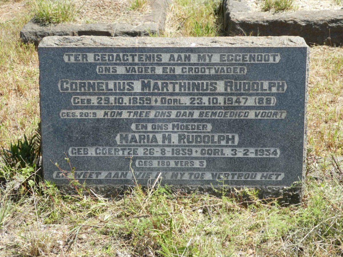 RUDOLPH Cornelius Marthinus 1859-1947 &amp; Maria M. COERTZE 1859-1954