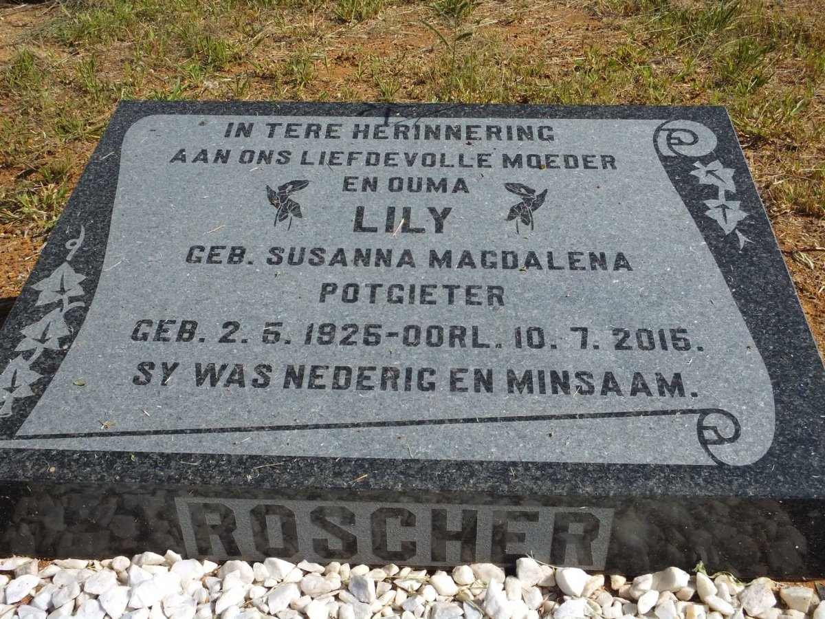 ROSCHER Susanna Magdalena nee POTGIETER 1925-2015