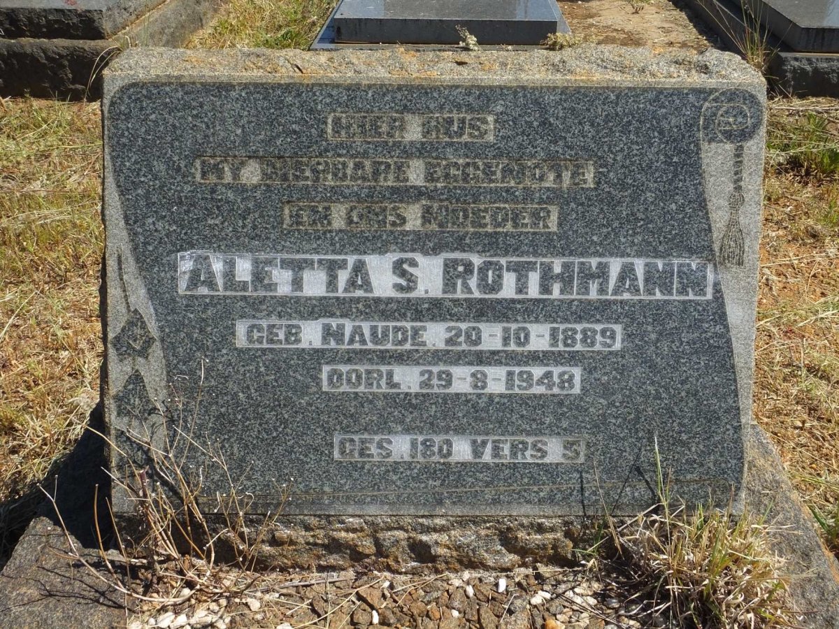 ROTHMAN Aletta S. nee NAUDE 1889-1948
