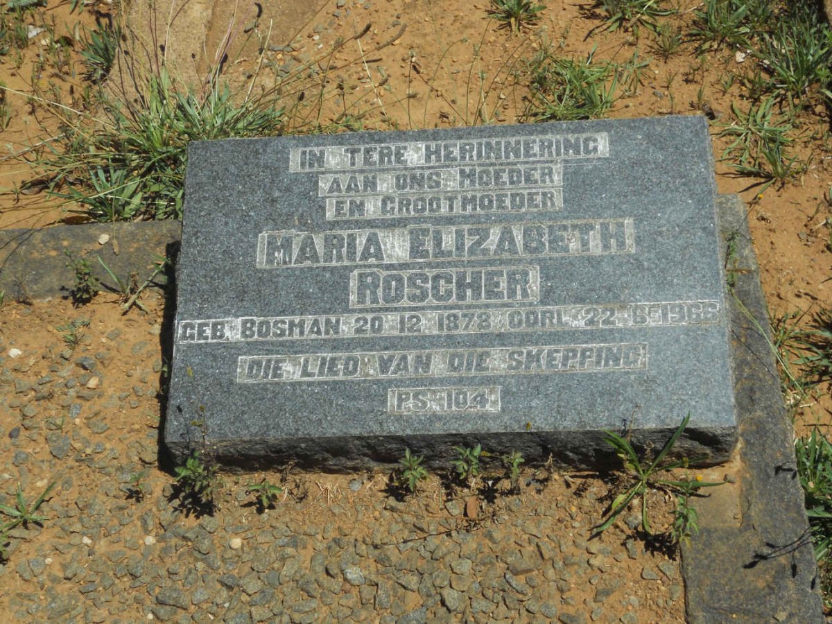 ROSCHER Maria Elizabeth nee BOSMAN 1878-1966