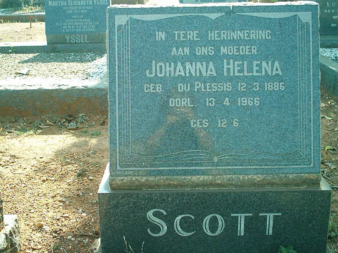 SCOTT Johanna Helena nee DU PLESSIS 1886-1966