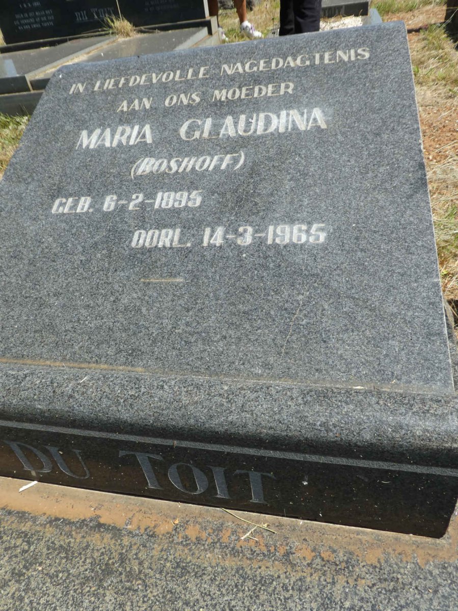 TOIT Maria Glaudina, du nee BOSHOFF 1895-1965