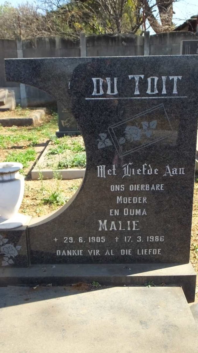 TOIT Jannie, du 1905-1982 &amp; Malie 1905-1986