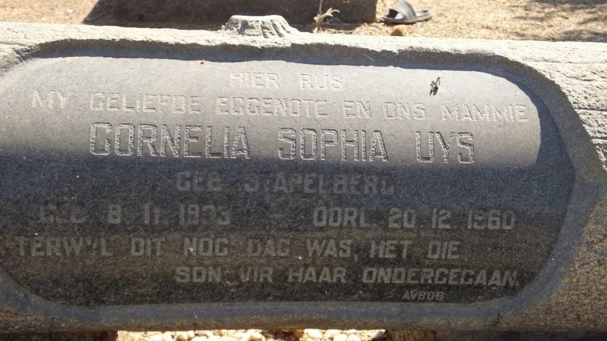 UYS Cornelia Sophia nee STAPELBERG 19?3-1960