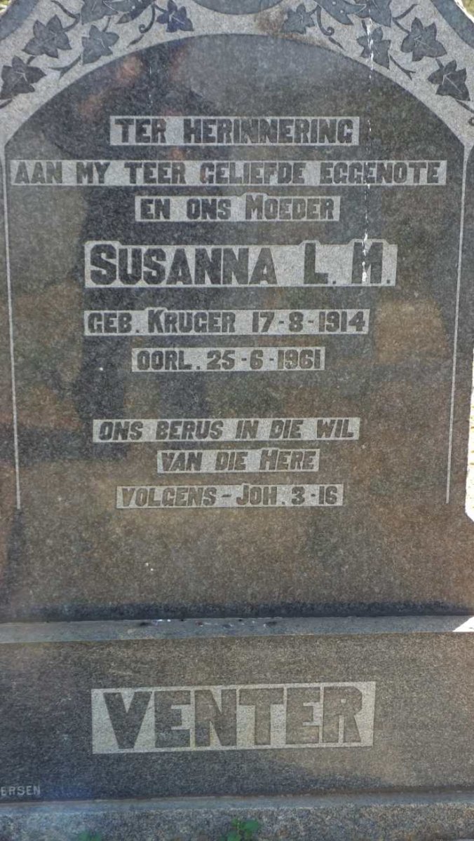 VENTER Susanna L.M. nee KRUGER 1914-1961