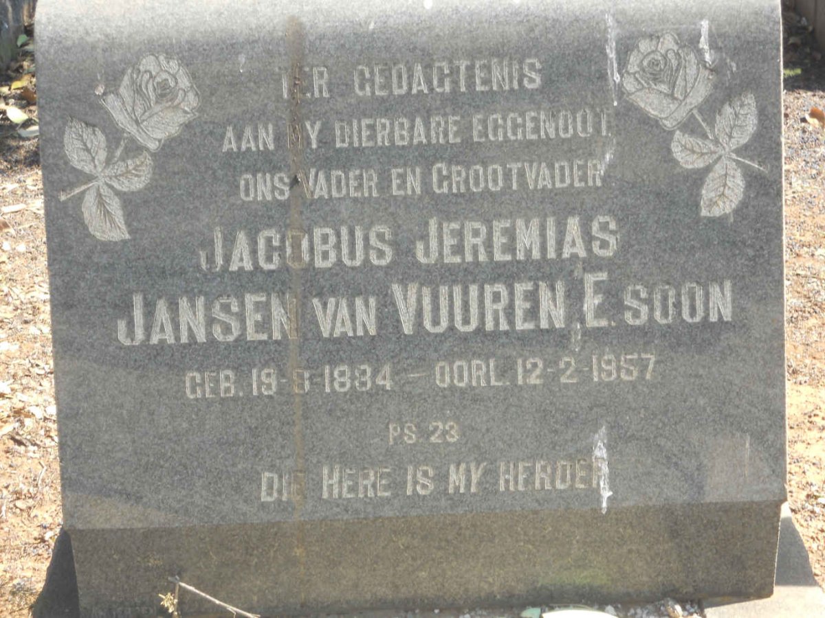 VUUREN Jacobus Jeremias, Jansen van 1884-1957