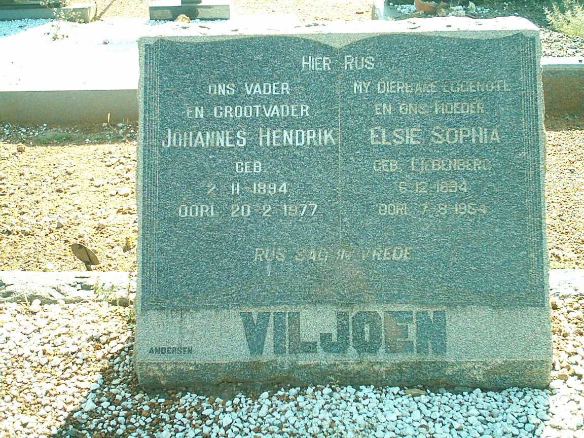 VILJOEN Johannes Hendrik 1894-1977 &amp; Elsie Sophia LIEBENBERG 1894-1954