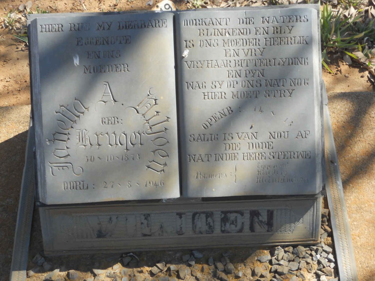 VILJOEN Janetta A. nee KRUGER 1873-1946