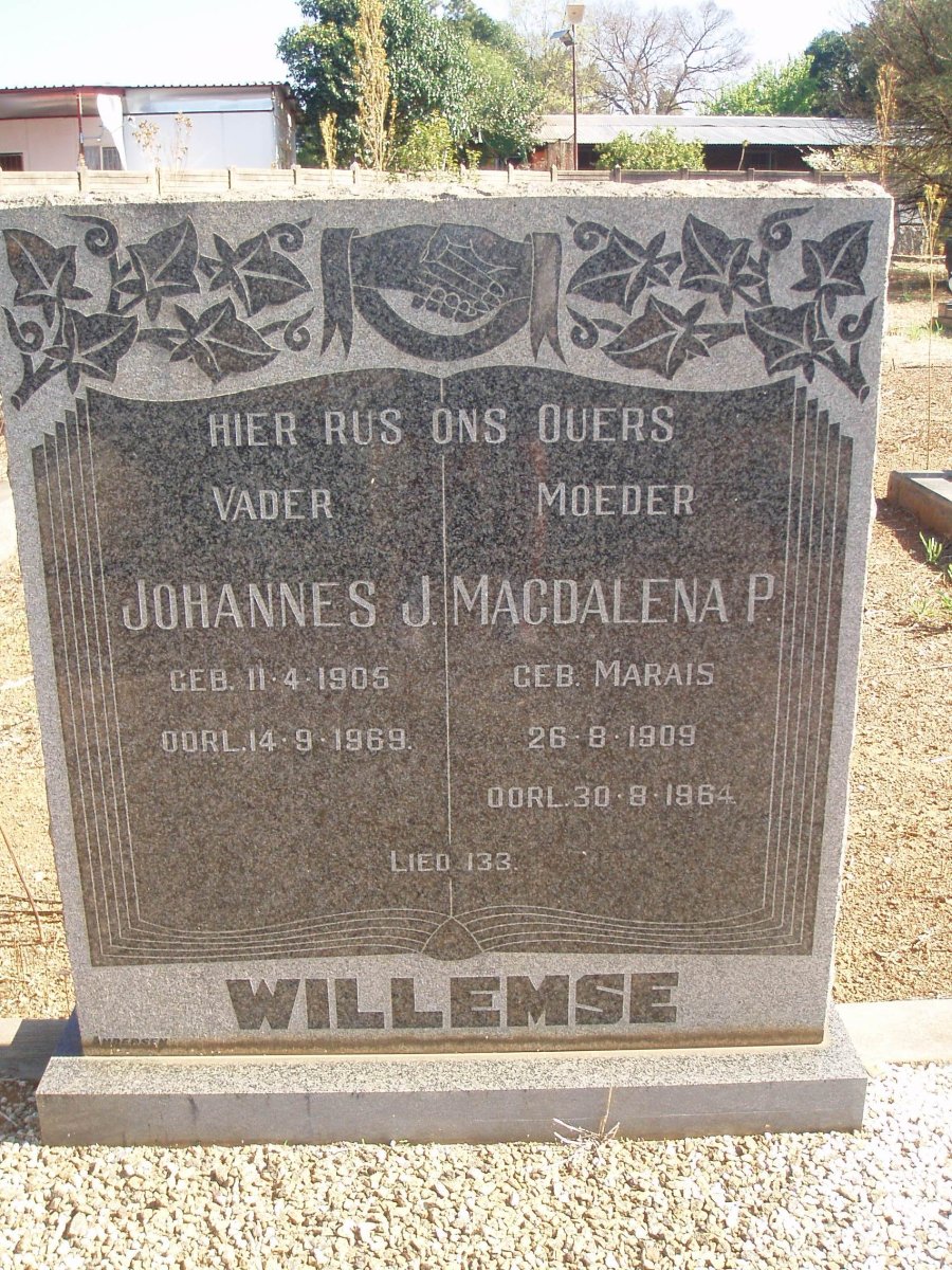 WILLEMSE Johannes J. 1905-1969 &amp; Magdalena P. MARAIS 1909-1964