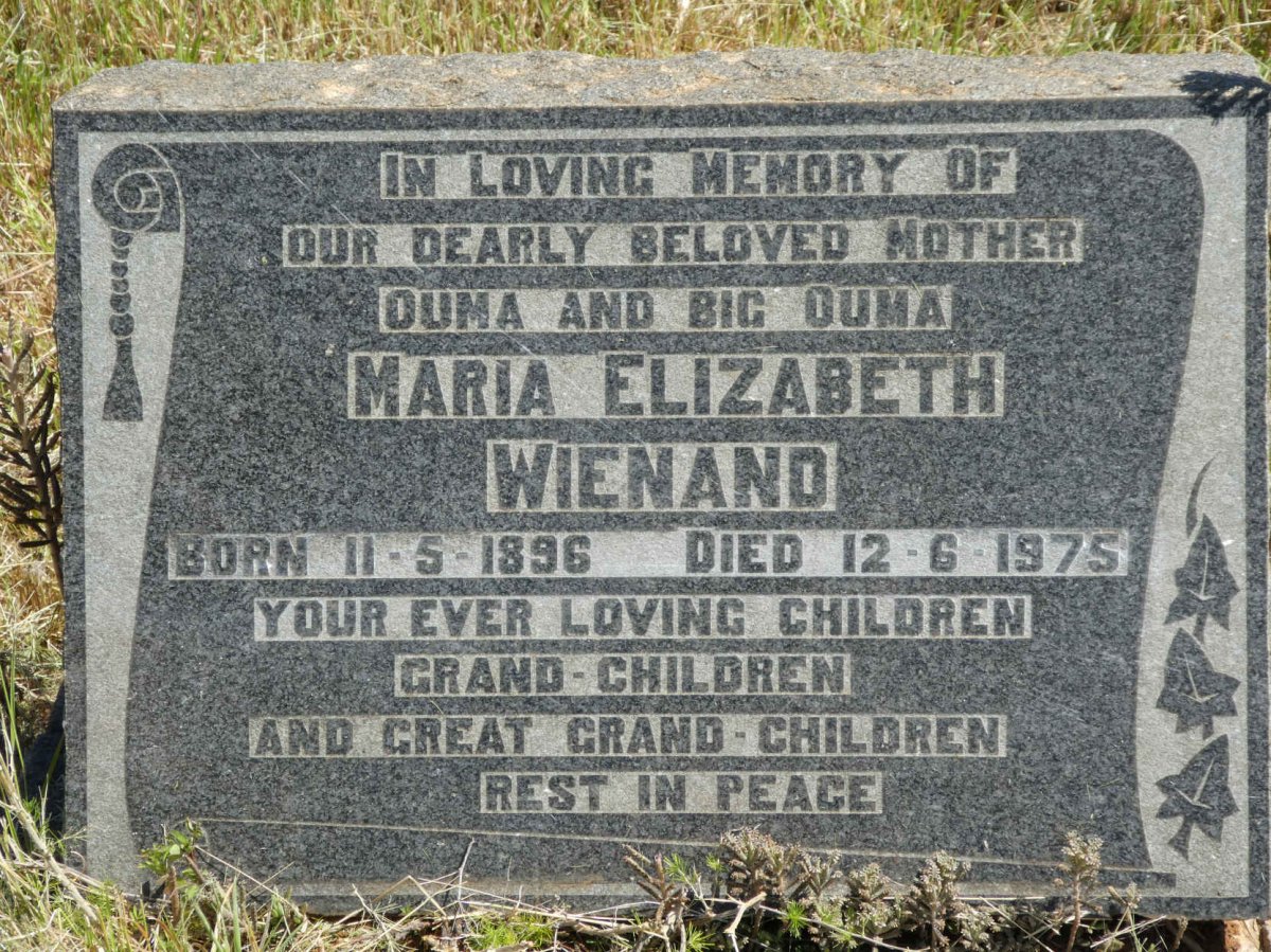 WIENAND Maria Elizabeth 1896-1975