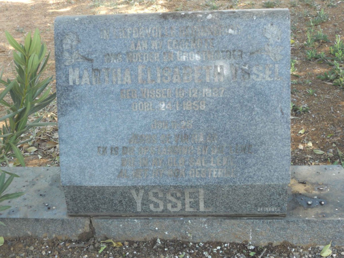 YSSEL Martha Elizabeth nee VISSER 1887-1958