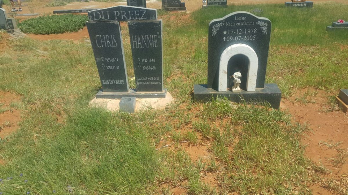 PREEZ Chris, du 1935-2007 &amp; Hannie 1935-2005 :: ? Nadia 1978-2005