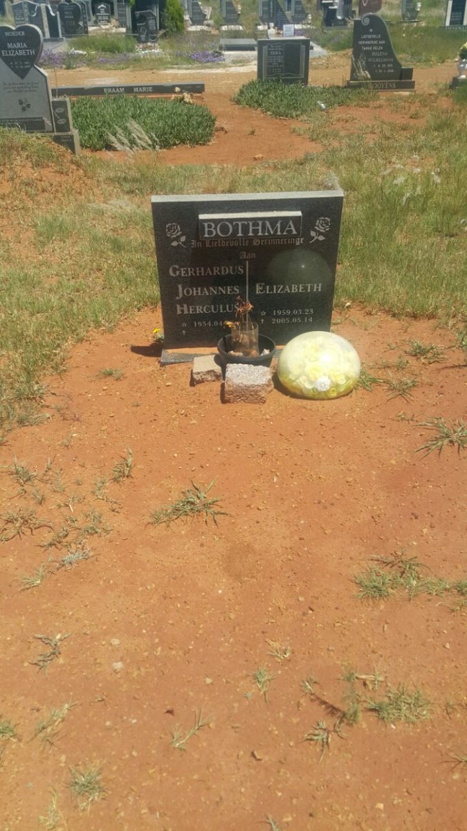 BOTHMA Gerhardus Johannes Hercules 1954- &amp; Elizabeth 1959-2005