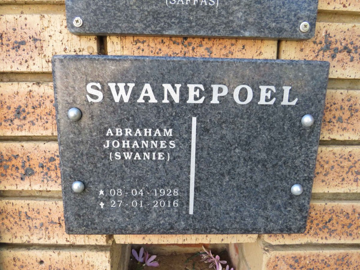 SWANEPOEL Abraham Johannes 1928-2016