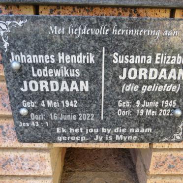 JORDAAN Johannes Hendrik Lodewikus 1942-2022 & Susanna Elizabeth 1945-2022