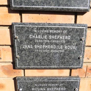 SHEPHERD Carlie 19058-1979 & Jane LE ROUX 1909-1995
