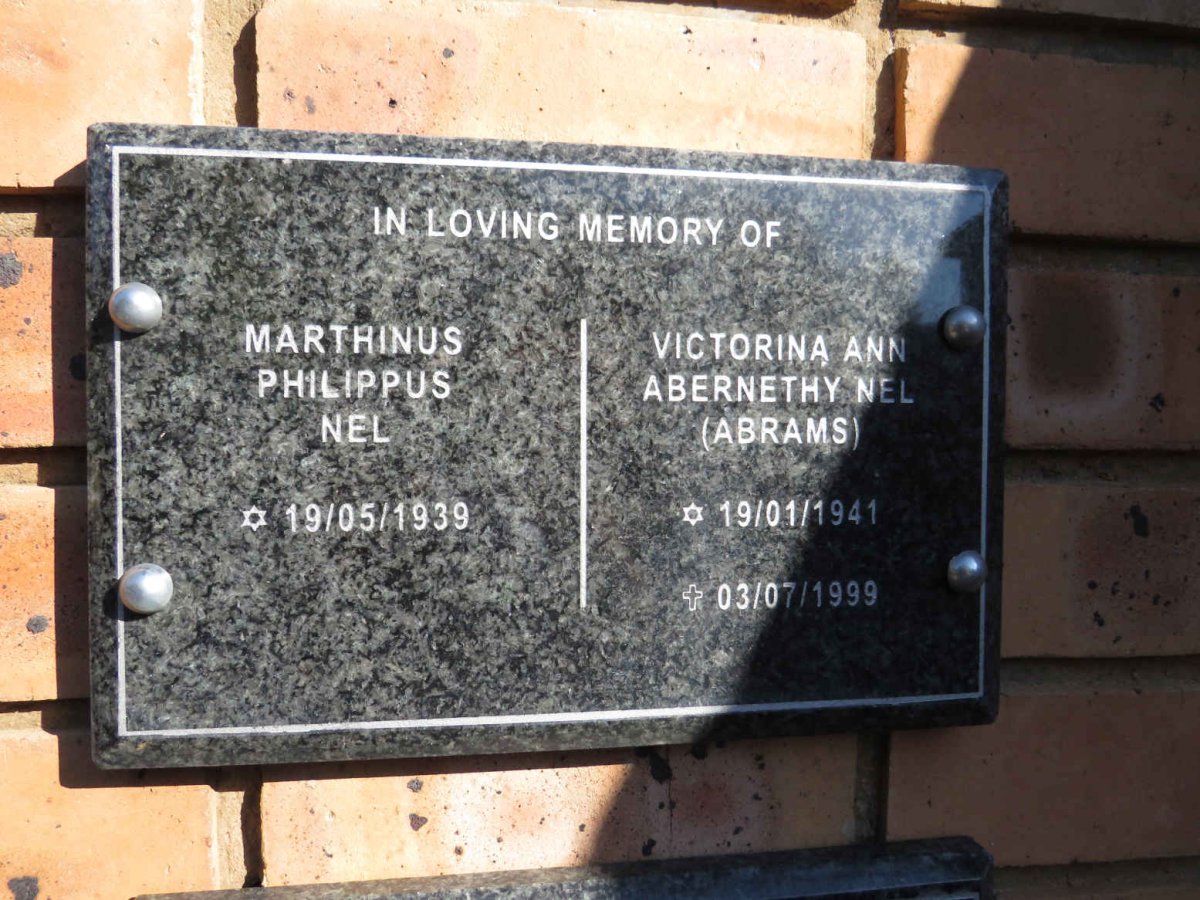 NEL Marhinus Philippus 1939-  & Victorina Ann Abernethy ABRAMS 1941-1999