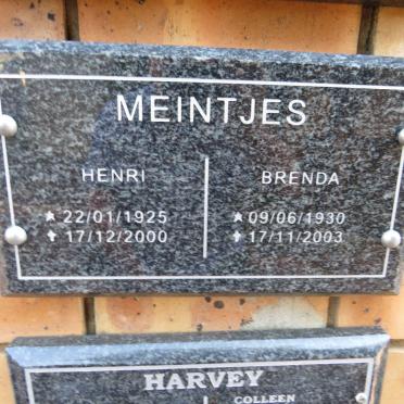 MEINTJES Henri 1925-2000 & Brenda 1930-2003