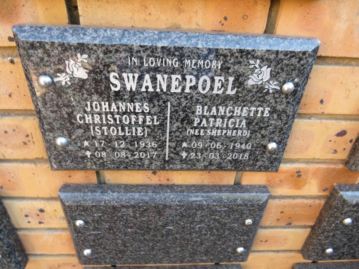 SWANEPOEL Johannes Christoffel 1936-2017 & Blanchette Patricia SHEPHERD 1940-2018