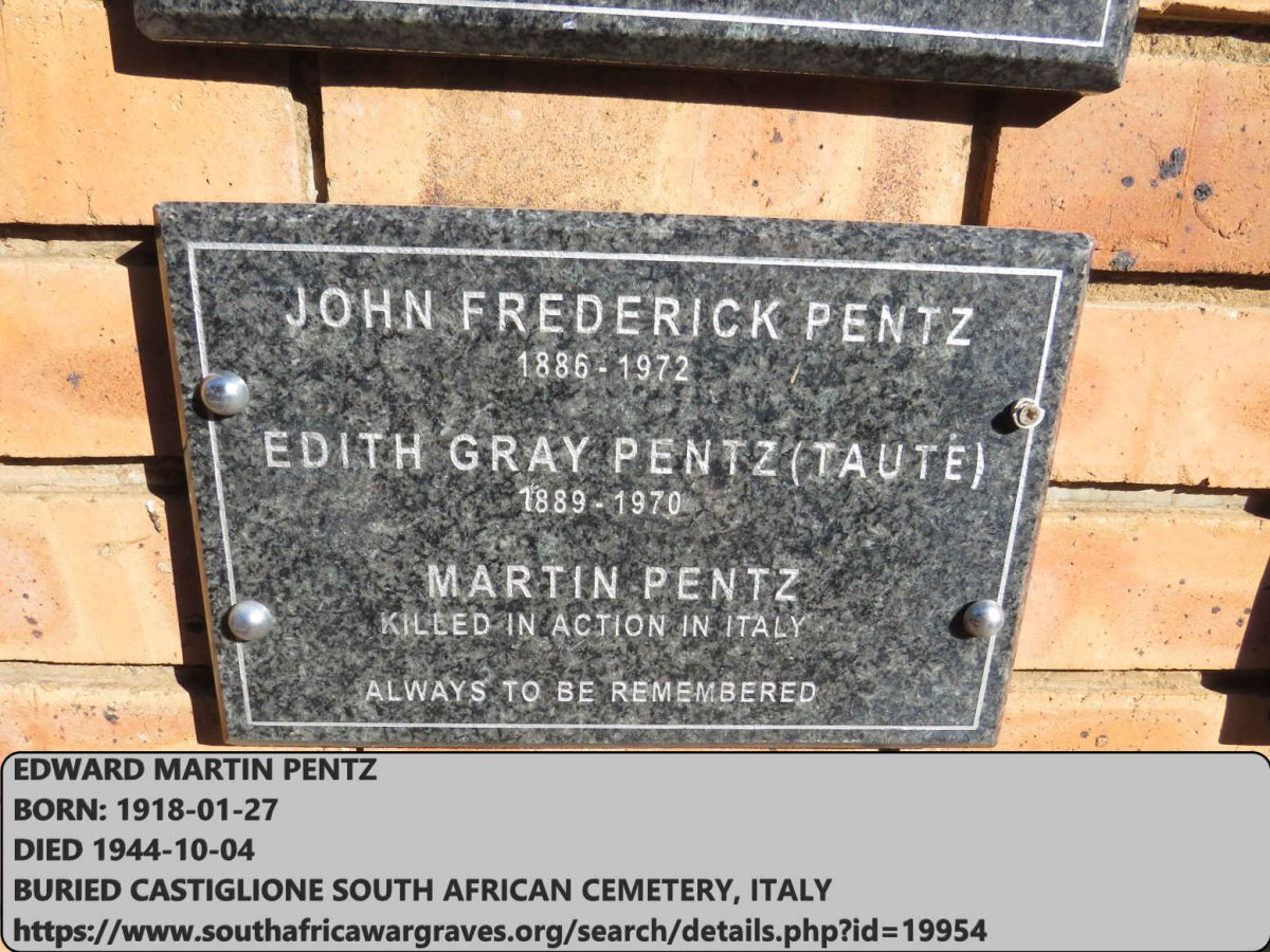 PENTZ John Frederick 1886-1972 & Edith Gray TAUTE 1889-1970 :: PENTZ Martin
