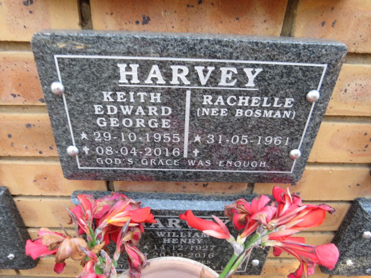 HARVEY Keith Edward George 1955-2016 & Rachelle BOSMAN 1961- 