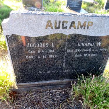 AUCAMP Jacobus G. 1904-1966 & Johanna W. ERASMUS 1908-1967