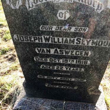 ASWEGEN Joseph William Seymore, van -1918