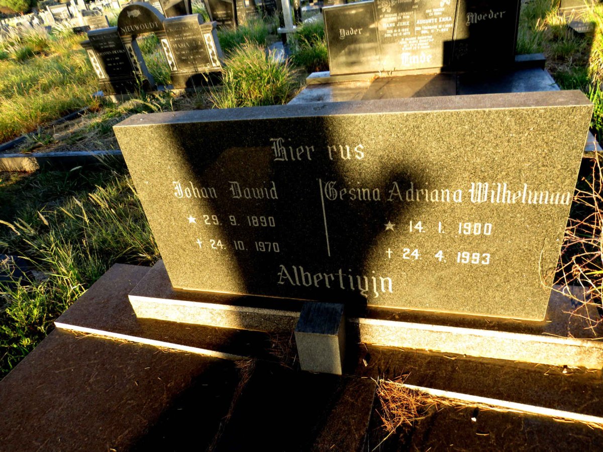 ALBERTIYJN Johan Dawid 1890-1970 & Gesina Adriana Wilhelmina 1900-1993