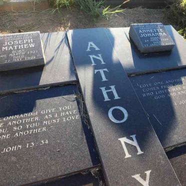 ANTHONY Joseph Mathew 1921-1994 & Annette Johanna 1926-2004