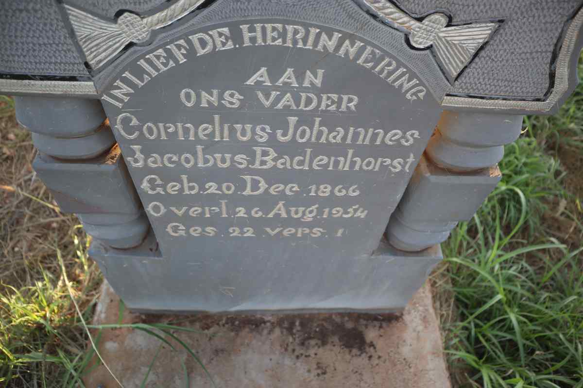 BADENHORST Cornelius Johannes Jacobus 1866-1954