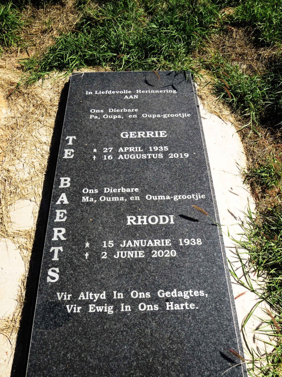 BAERTS Gerrie, te 1935-2019 & Rhodi 1938-2020