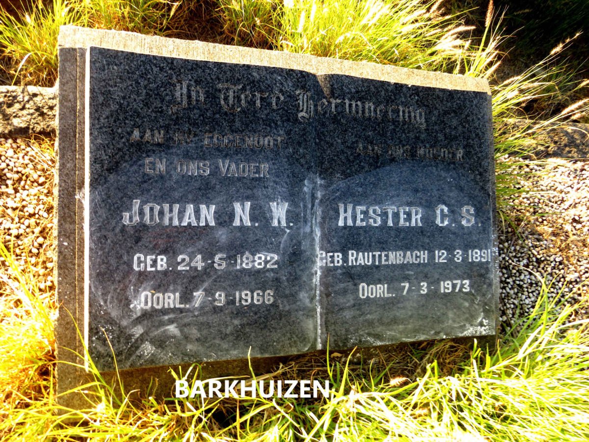 BARKHUIZEN  Johan N.W. 1882-1966 & Hester C.S. RAUTENBACH 1891-1973