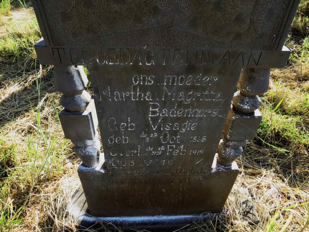 BADENHORST Martha Magritha nee VISAGIE 1865-1919