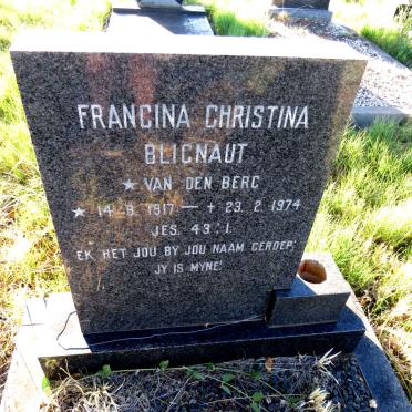 BLIGNAUT Francina Christina nee VAN DEN BERG 1917-1974